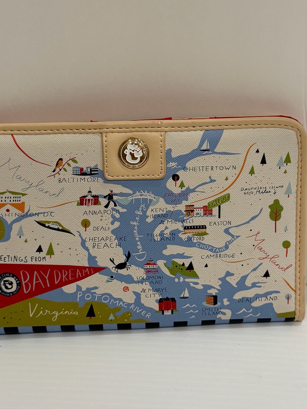 SPARTINA 449 Bay Dreams Snap Wallet map Chesapeake Bay Daufuskie Island - Picture 2 of 15
